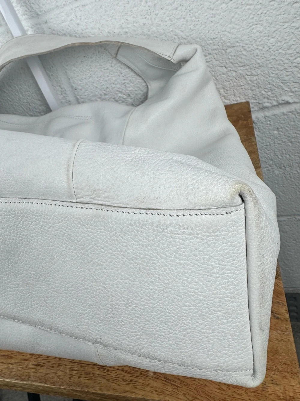 Latico Leathers Lindsey White Full Grain Leather Oversized Hobo Tote Bag